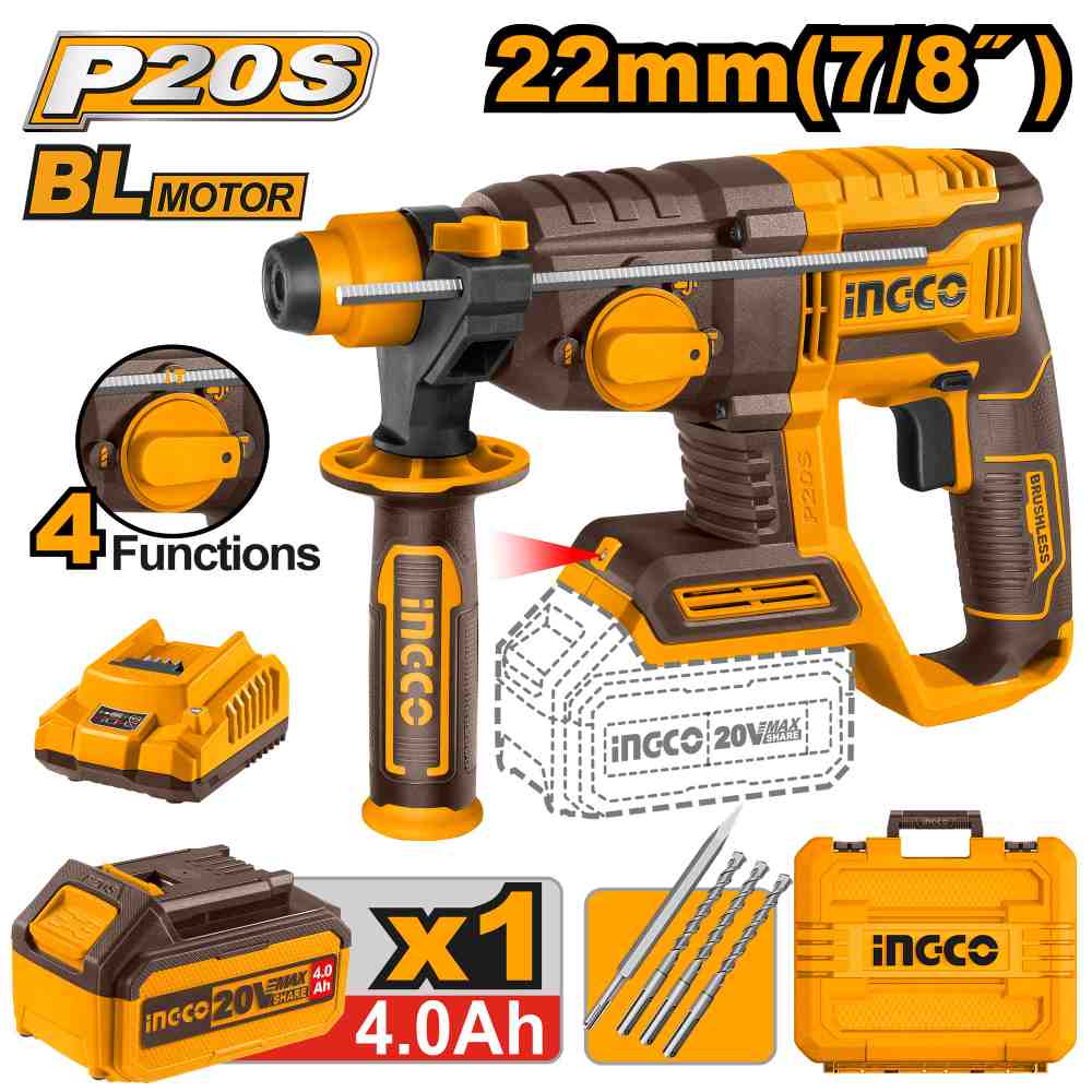 Martillo Combinado Demoledor 22mm 20 V INGCO